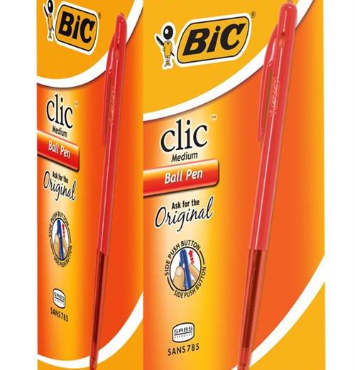 Bic Clic Red Medium Ballpoint Pens with