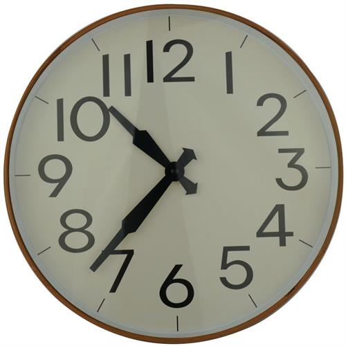 Casey Wall Clock Woodgrain outer rim with Beige